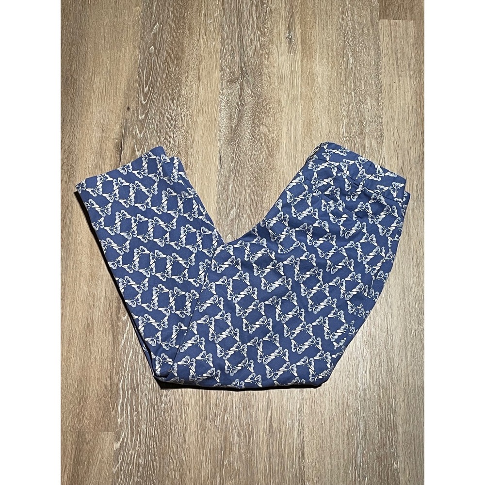 Talbots The Perfect Crop Blue Butterfly Print Cotton Blend Pants Size‎ 2 EUC